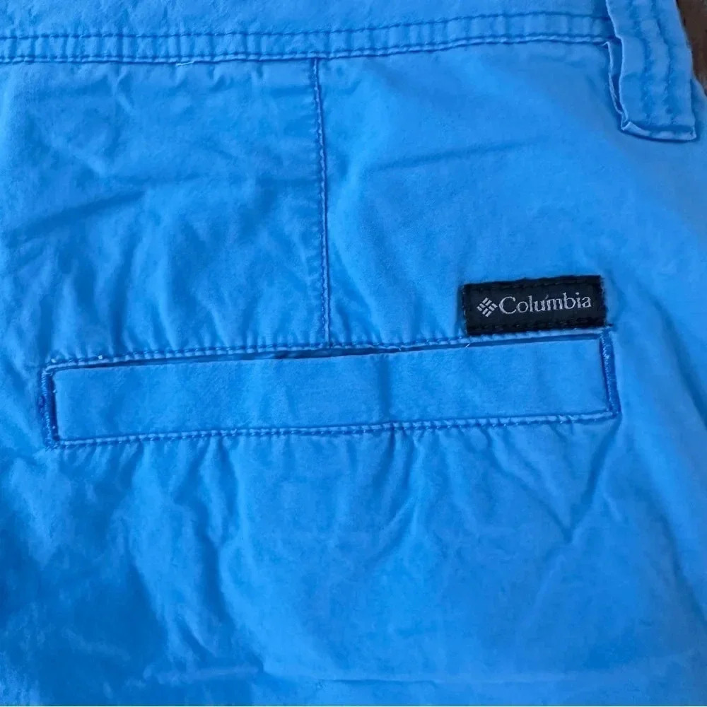 Columbia Men's Bright Blue Flat Front Cotton Chino Shorts Size W34 L10 GUC - Picture 6 of 7